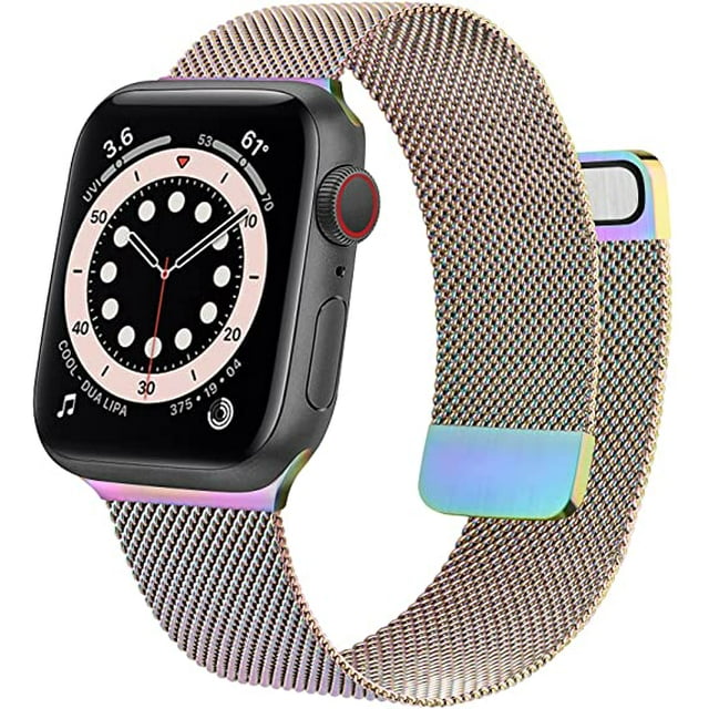 Bracelet en Métal Compatible avec Apple Watch, Bracelet en Maille d'Acier Inoxydable de Remplacement pour iWatch Séries 6 5 4 3 2 1 SE (Coloré, 38/40mm)