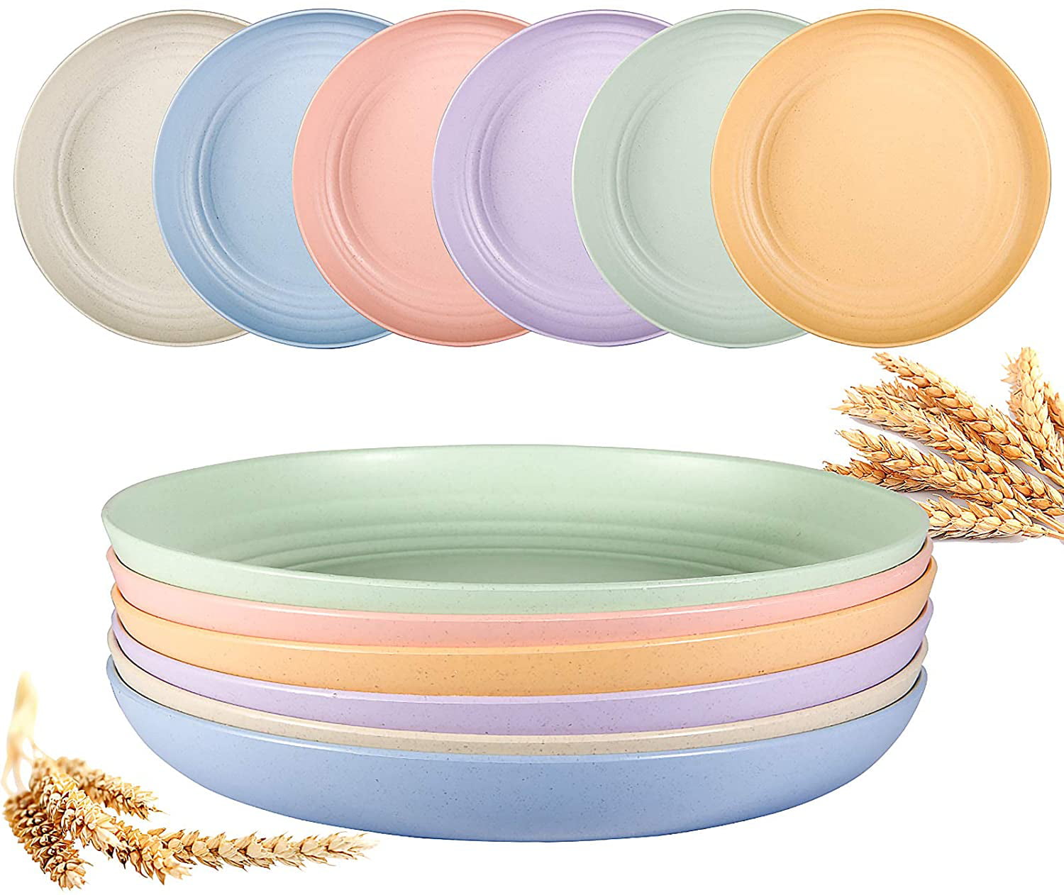 Dinner Plates ECO Friendly Reusable Plastic Plates Dishwasher and Microwave Safe Degradable Wheat Straw Plates 4 Packs, Extra Large Unbreakable Dinnerware Set 