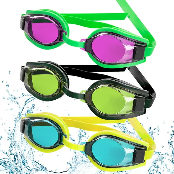 Maraawa 3 Pack Swim Goggles No Leakage Clear Vision for Adults Men Women, Swimming Goggles Anti Fog Color Black, Green, Yellow