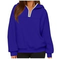 thumbnail image 2 of DAFPZW Women Quarter Zip Oversized Sweatshirts Long Sleeve Trendy Cropped Pullover Workout Warm Tops With Pockets, 2 of 5