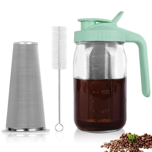 Cafetera Cold Brew QHH, tarro Mason de 1,2 L con filtro de acero inoxidable