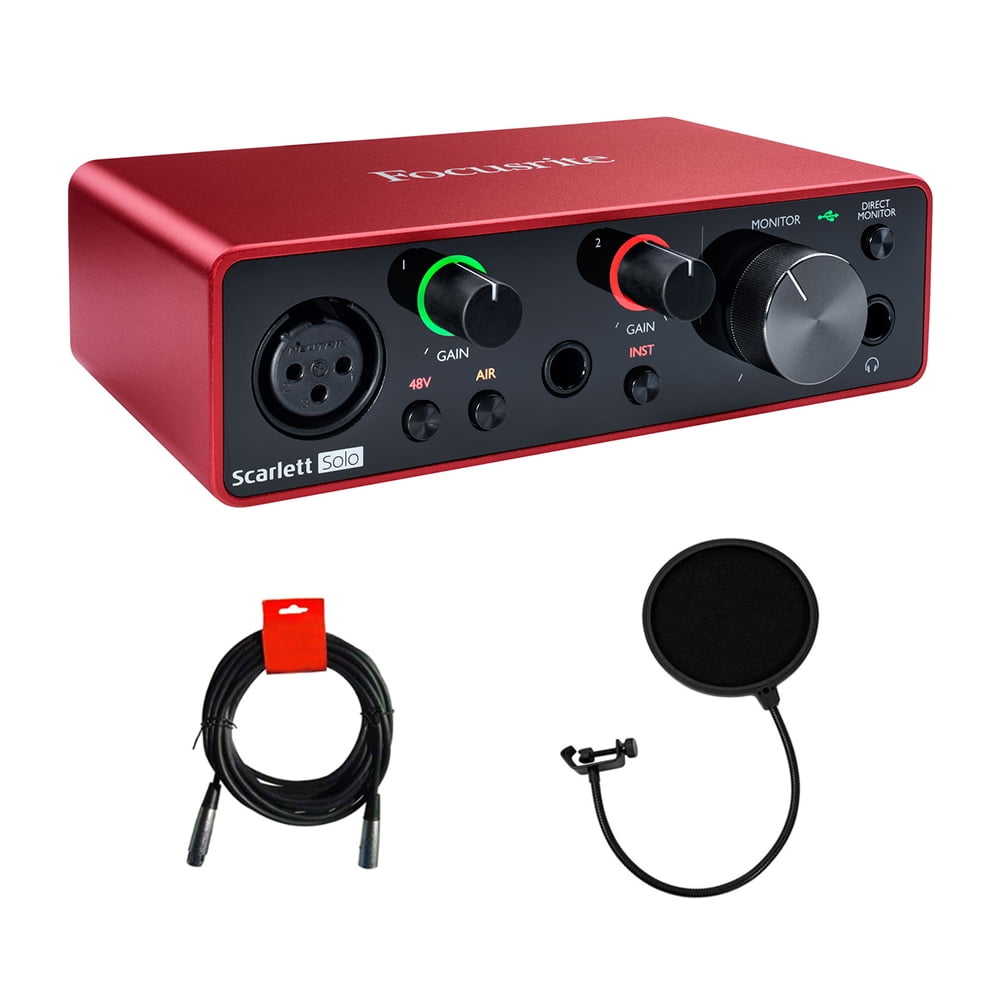 Focusrite Scarlett Solo USB Audio Interface (3rd Gen) with Pop Filter
