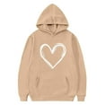 thumbnail image 6 of Elvqul Oversize Sweatshirts for Girls Hooded Tops Pullovers Khaki Heart Print with Pocket 10-12 Graphic Girls Hoodies Long Sleeve, 6 of 7