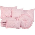 thumbnail image 6 of Chezmoi Collection Sydney 7-Piece Pinch Pleat Comforter Set, Lightweight Pintuck Bedding for All Season, King, Pink, 6 of 7
