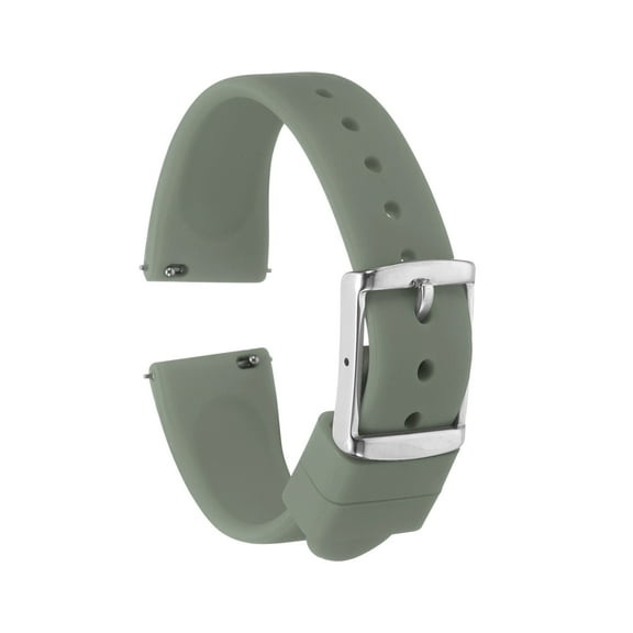 Uxcell Silicone Watch Band 18mm Quick Release Rubber Replacement Watch Strap with Stainless Steel Silver Clasp, Light Gray