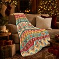 thumbnail image 3 of Rustic Autumn Bohemian Floral Folk Art, Festive Holiday Scene, Warm Flannel Blanket for Living Room and Reading Nook, Art Lovers Thanksgiving Gift, Festive Home Decor, 3 of 9