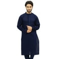 thumbnail image 2 of Atasi Kurta Long Classique Bleu pour Homme en Coton Chemise Décontractée de Designer - X-Grand, 2 of 7