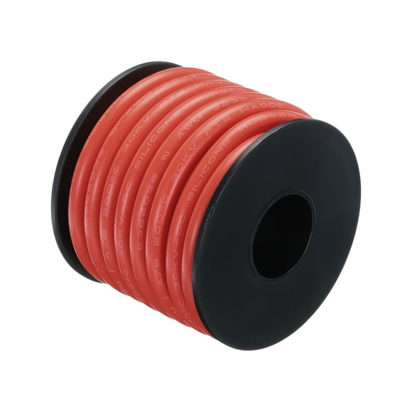 Unique Bargains Silicone Wire 14AWG 14 Gauge Flexible Tinned Copper Electrical Wire Red 5m/16.4ft for Car Audio, PV Wire