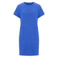 thumbnail image 5 of Kaemgyyd Womens Casual Mini Dress Soft Solid Color Short Sleeve Crew Neck T-Shirt Dresses Oversized Tunic Dress with Pockets, 5 of 6