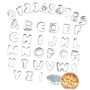 SKYSONIC 37-piece Mini Alphabet and Number Cookie Set with Storage, Steel Tools for Fondant and Cake Decoration