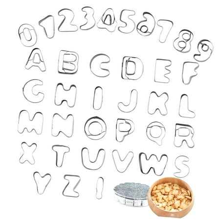 SKYSONIC 37-piece Mini Alphabet and Number Cookie Set with Storage, Steel Tools for Fondant and Cake Decoration