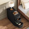 thumbnail image 4 of Fnova Solid Wood End Table with 2 Drawers, No Assembly Required, Narrow Side Tables for Living Room, Bedroom, Black, 4 of 13