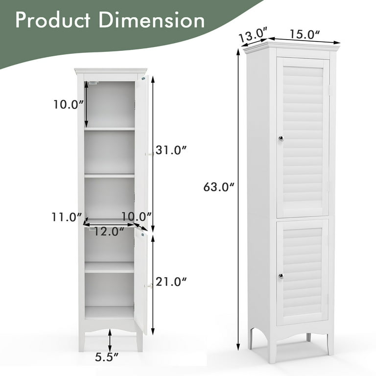 Costway Bathroom Corner Floor Cabinet Tall Bathroom Storage