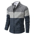 thumbnail image 4 of Maoxin Men's Jacket Men's And Winter And Thick Sweater Knitted Sweater Stand Up Collar Cardigan Color Blocking Outerwear Sweater Gray 3XL, 4 of 4
