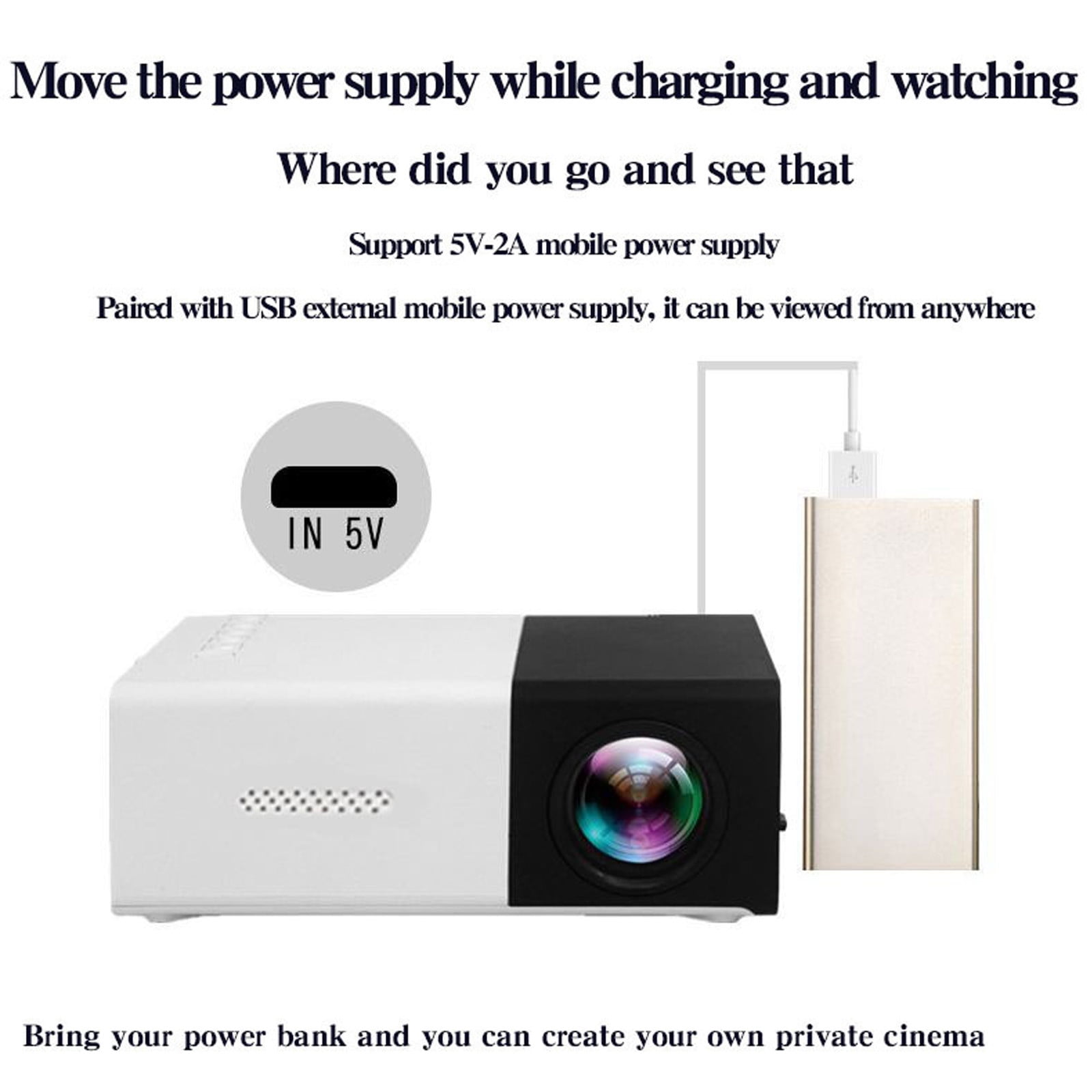 CVLNCYCLING Mini HD Wireless Streaming Portable Outdoor Movie Projector, 1080P, White
