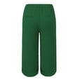 thumbnail image 4 of Audhol Casual Capri Pants for Women, Linen Trousers Women's Summer 3/4 Muslin Trousers Causal Loose Trousers Elastic Comfortable Fabric Trousers Sport Leisure Beach Womens Capri Pants Green XL, 4 of 5