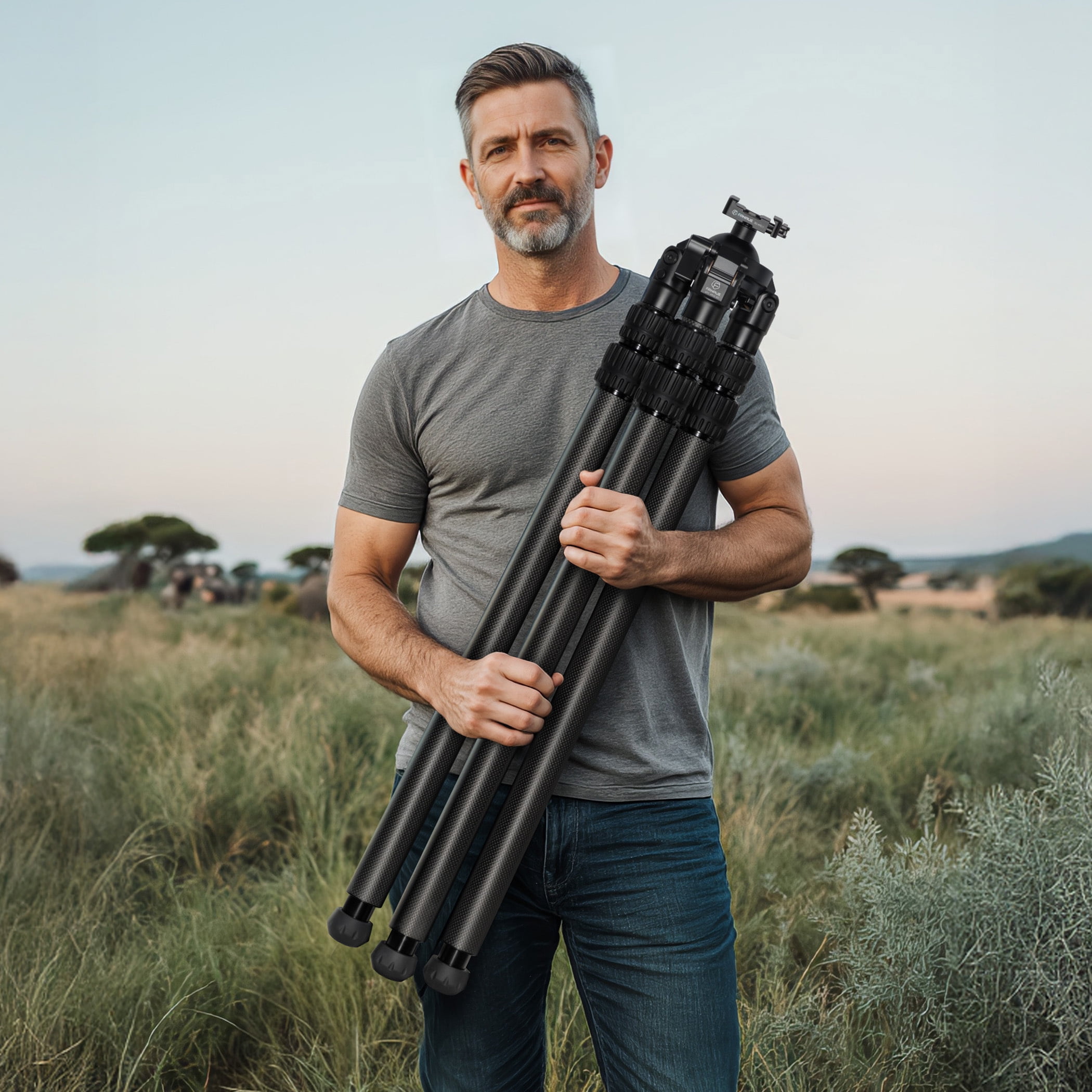 FANAUE Carbon Fiber Tripod with 65mm Ball Head, Inverted Leg Design for Stable Hunting and Shooting Support HTC-4030-65