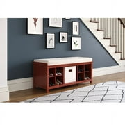 Wood Entryway Bench with 8 Shoe Cubbies Mahogany