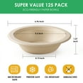 thumbnail image 2 of Gezond Compostable Paper Bowls 16 oz. 125-pack Disposable Bowls Heavy Duty for Hot Soup Eco-Friendly Large Sugarcane Bowls Natural Unbleached Bowls, 2 of 8