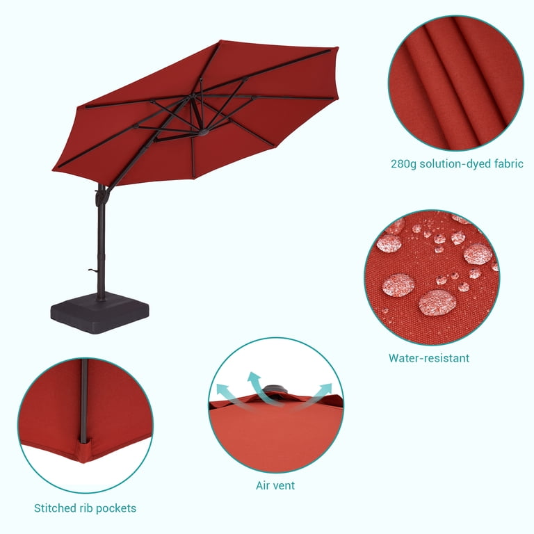 canvas madrid offset patio umbrella with base red 11-ft 11' Cantilever Upgrade your backyard with this feature PURPLE LEAF Red Patio Umbrella