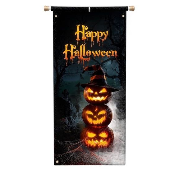 Gardjoe Transform with this Halloween door curtain decoration, 70.87x35.43 in horror pumpkin design polyester hanging door cover perfect for haunted house party garage window wall decor