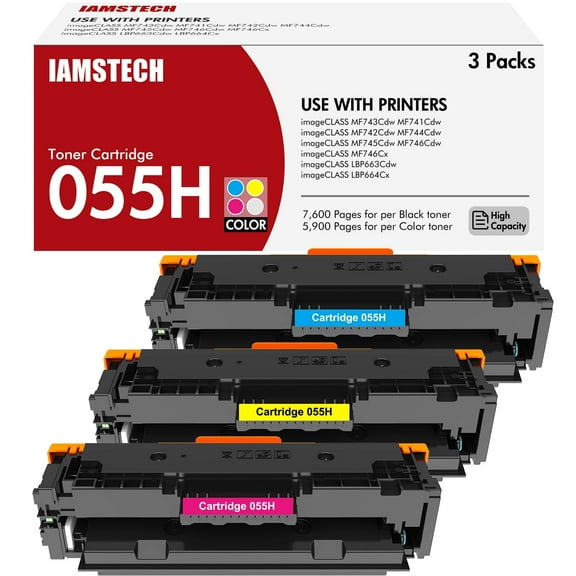 055 055H Toner Cartridge Compatible for Canon 055H CRG-055 CRG-055H for Canon imageCLASS MF743Cdw MF742Cdw MF741CDW MF746Cdw MF744Cdw MF745CDW Printer (Cyan Magenta Yellow, 3-Pack)