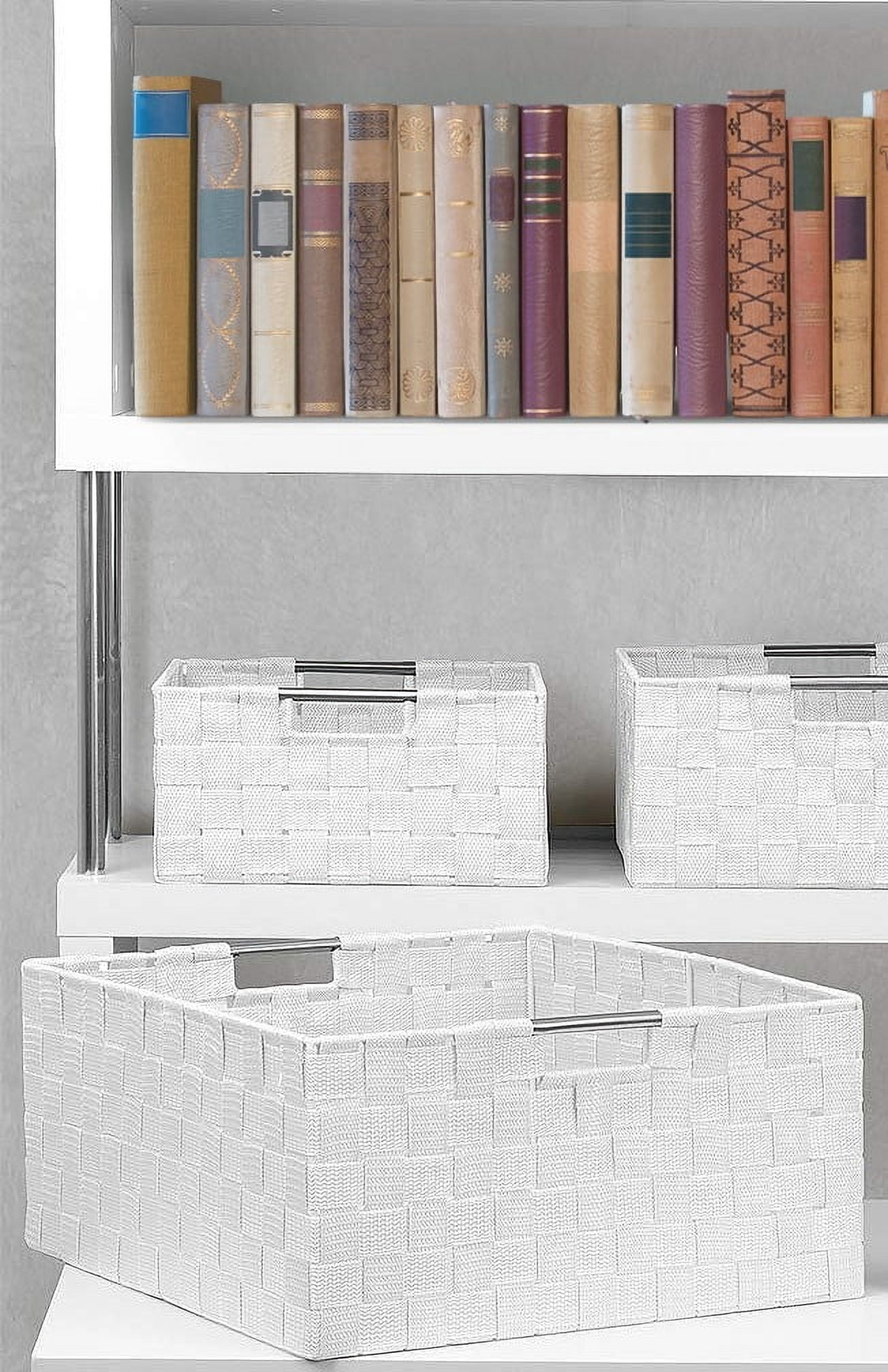 Decorative & Durable Fabric Storage Baskets, Shelf & Closet Organization - White