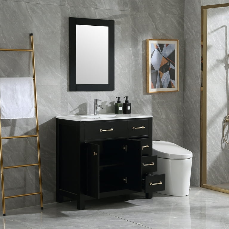 Wonline 36inch Bathroom Vanity with Sink Combo Modern Black