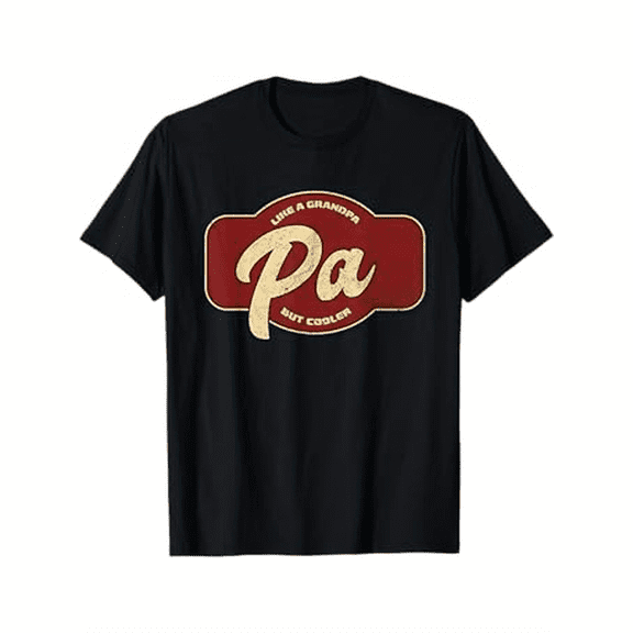 Vintage-Inspired 'Pa' Graphic Tee for Men & Women - 100% Cotton, Perfect for Father's Day & Family Gatherings, Comfort Fit, Black, Sizes S-3XL