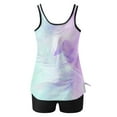 thumbnail image 4 of Brnmxoke Tankini Blouson Swimsuits for Women Two Piece Modest Printed Bathing Suits Tank Tops with Shorts Sporty Swimwear Outfits Multicolor,XL, 4 of 5