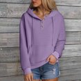 thumbnail image 2 of Towmus Half Button Womens Hoodies Waffle Knit Long Sleeve Drawstring Hooded Sweatshirts for Woman With Pocket, 2 of 5