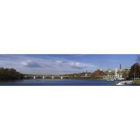 Georgetown Ken - Francis Scott Key Bridge over the Potomac River Old Georgetown Washington DC USA Canvas Art - Panoramic Images (22 x 5)