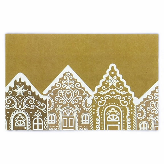 Gingerbread Cottage Holiday Enclosure Cards, Brown and White, Gloss Finish, 3.5 x 2.25 Inches, 50 Count (ac7176050) - Christmas Gift Tags, Xmas Enclosure Cards