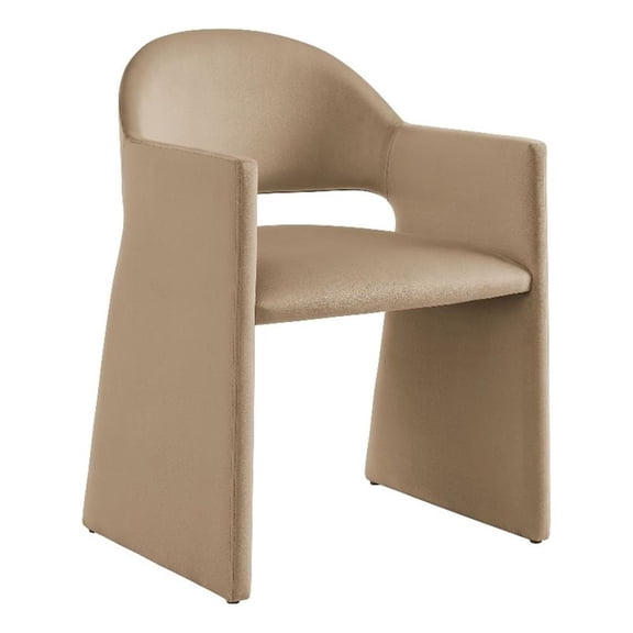 Maklaine Contemporary Performance Velvet Dining Armchair in Taupe