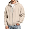 thumbnail image 5 of Lumtrix Zip Up Hoodie Men Long Sleeve Solid Color Plain Hooded Sweatshirts Casual Fall Spring Winter Track Jackets Beige 3XL, 5 of 5