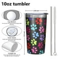 thumbnail image 4 of Colorful Animal Footprints 10oz Tumblers Stainless Steel Tumbler with Lid and Straw,Vacuum Insulated Double Wall Travel Tumbler Cups with Cleaning Brush for Coffee, Tea, 4 of 4