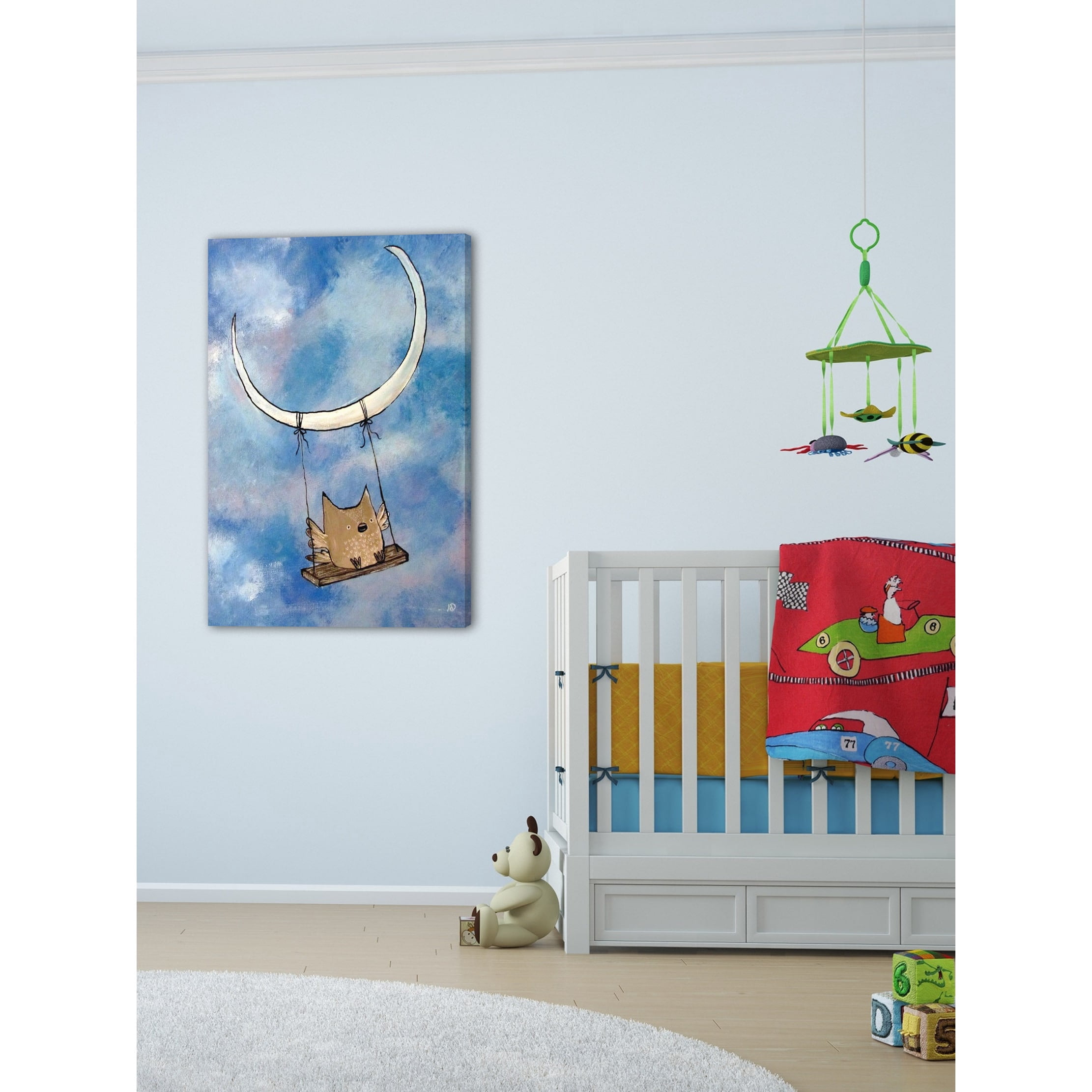 Marmont Hill "Swinging Owl" by Andrea Doss Painting Print on Wrapped Canvas