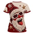 thumbnail image 6 of Womens Christmas 3D Print Short Sleeve Tee Festive Wear Clothes For Women Graphic Shirts Drop Shoulder Roomy Novelty Tees, 6 of 6