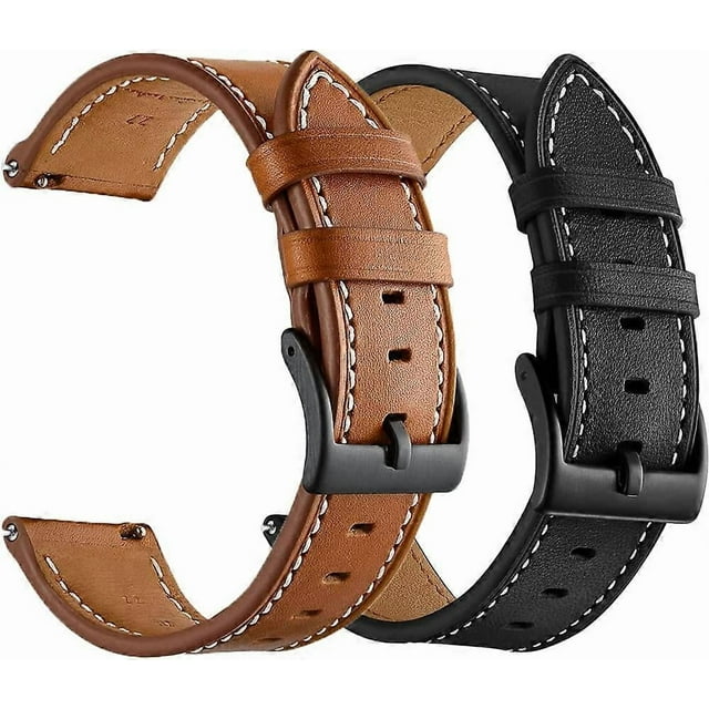 Galaxy Watch 4 Band 40mm 44mm/Galaxy Watch 4 Classic 46mm 42mm Bands, 20mm Leather Wristband Replacement Strap Women Men for Samsung Watch 4/Galaxy Wa
