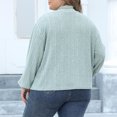 thumbnail image 4 of dGslk Plus Size Womens Long Sleeve Knitted Pullover Sweater Loose Fit Crewneck Ribbed Casual Top for Autumn Winter Fashion Mint Green 3XL, 4 of 4
