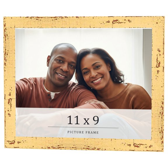 11x9 Frame Yellow Real Wood Picture Frame Width 1.25 inches | Interior Frame Depth 0.5 inches |