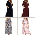 thumbnail image 6 of Hanerdun Women Zipper Robe Female 1/2 Sleeve Mid-calf Nightgown with Pockets, Floral Pink XL, 6 of 6