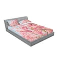 thumbnail image 2 of Ambesonne Floral Fitted Sheet & Pillow Sham Set, Japanese Sakura Cherry, Full, Pale Blue Pale Pink, 2 of 2