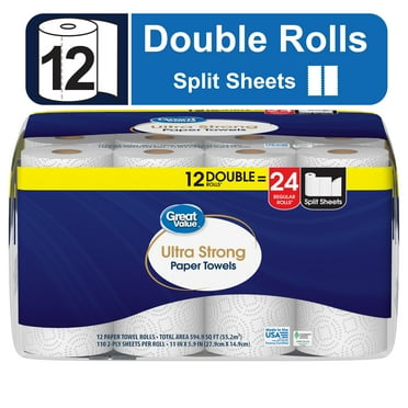 Great Value Ultra Strong Paper Towels, 12 Double Rolls