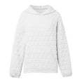 thumbnail image 5 of UJNDER Women's Hooded Sweatshirt Solid Color Quilted Pocket Pullover Long Sleeve Casual Fall White L, 5 of 6