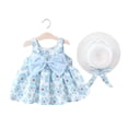 thumbnail image 2 of WOLLED 6M-3T Baby Girls Bow-Tie Tutu Dresses with Hat 2PCS Infant Summer Sleeveless Onesies Dress Halter Princess Sundress Skirt, 2 of 11