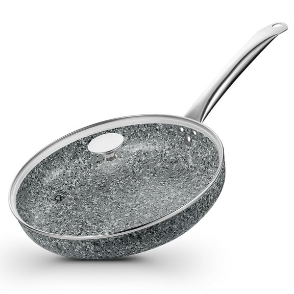 CS KOCHSYSTEME Nonstick Frying Pans - 11" Frying Pan Granite Skillet with Lids, Stir Fry Pans with Stone Earth Coating Fry Pan with Stainless Steel Handle, Oven Safe