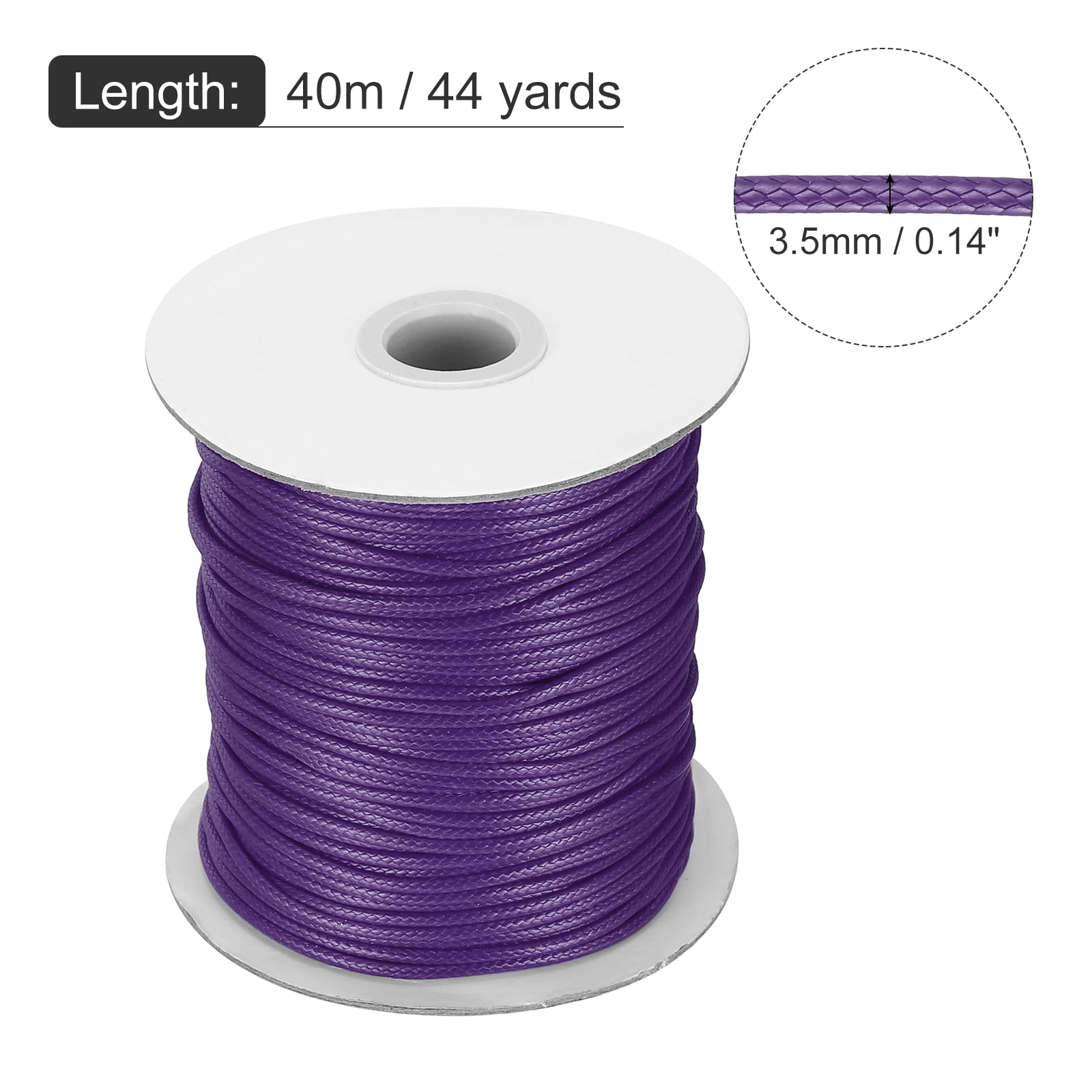 Waxed Cord 3.5mm Waxed Thread 44 Yard Wax String Leather Cord for Bracelet Making, Necklaces, Beading, Jewelry Making and DIY Crafts(Dark Purple)