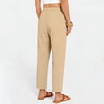 thumbnail image 5 of Lumtrix Womens Linen Capri Pants Summer Lightweight Elastic Waist Work Pant Ankle Cropped Trousers with Pockets Khaki M, 5 of 8