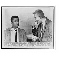 Historic Print, [John Lewis talks with fellow Freedom fighter" James Zwerg who was brutally beaten in Montgomery, Alabama, after riding into town on a Greyhound bus]", 16" x 20"
